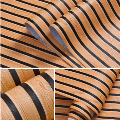 10pcs 45CM*1M PVC Wood Striped Self-Adhesive Wallpaper Background Wall Desk Cabinet