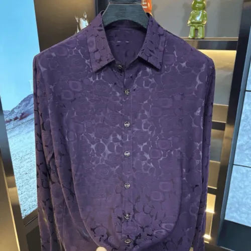 2026 Ice silk Embroidered Long Sleeve Casual Shirt Men's Feel Business Casual Iron-Free Shirt