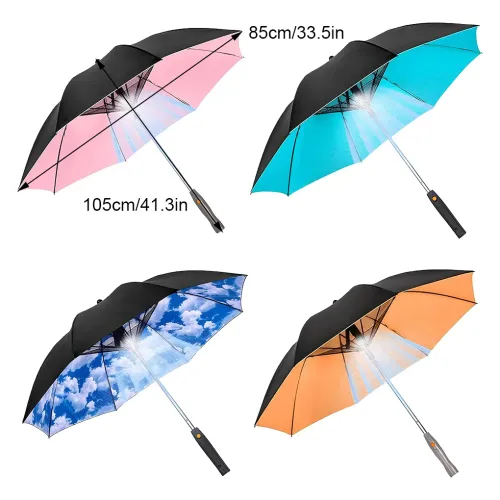 Sun Parasol Waterproof And Durable Electric Fan Included Outdoor Protection Long Handle Umbrella