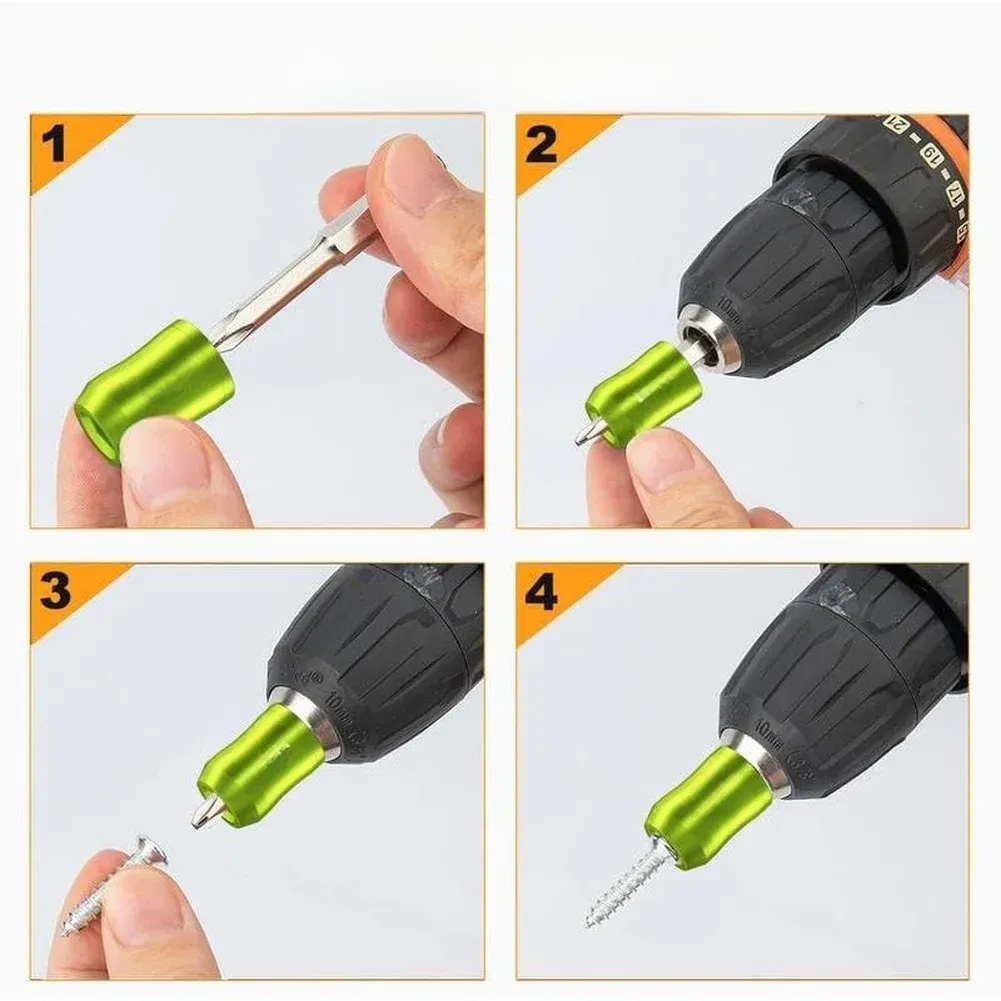 3-in-1 Aluminum Alloy Magnetic Screw Ring with 6.35mm Hex Shank Strong Magnetizer Retaining Ring for Screwdriver Bits