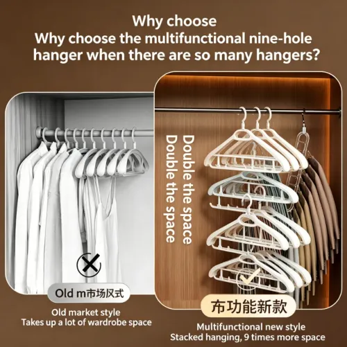 9-hole Clothes Hanger Organizer Space Saving Hanger Multi-function Folding Magic Hangers Drying Racks Scarf Clothes Storage