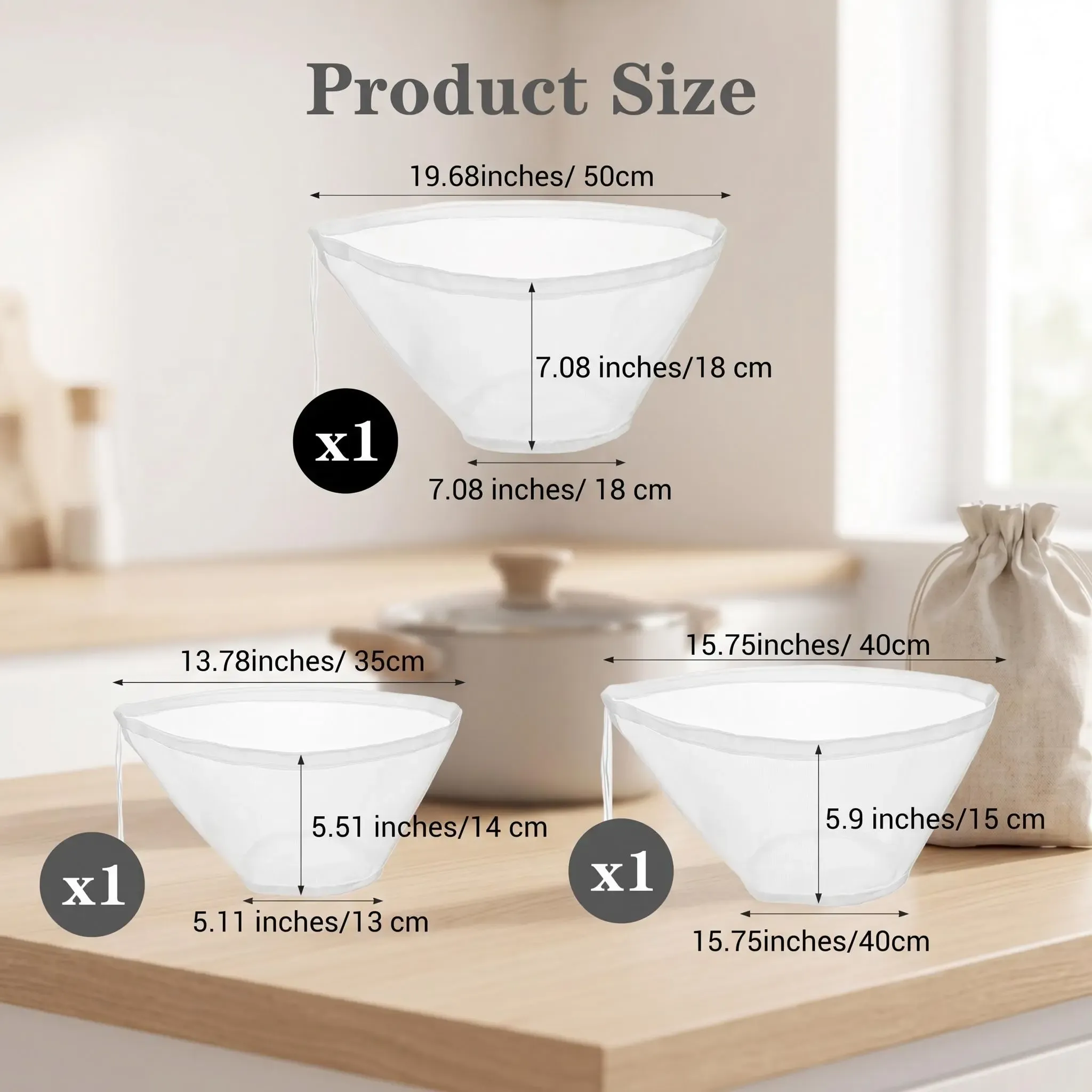 6PCS Bowl-Shaped Nylon Nut Milk Bag, Reusable Strainer Bags for Kunun Aya, Zobo, Juice, Yogurt, Cheesecloth Alternative