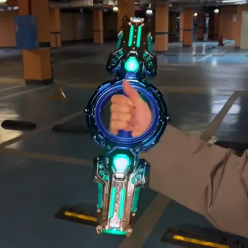 Shining rotating double-edged telescopic lightsaber emitting laser rotating sword