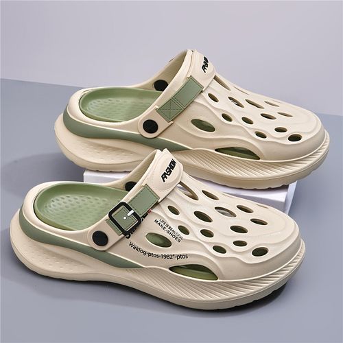 Men's Summer New Hole Shoes Thick Bottom Water-Proof Breathable  On Sandals Anti-Slip Outdoor Wear