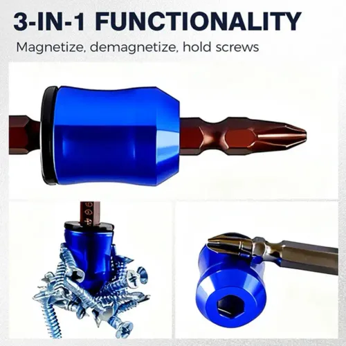 3-in-1 Screwdriver Head Magnetic Ring,Strong Magnetic Screw Ring,6.35 mm Magnetic Screw Ring Bit for Hex Screwdriver