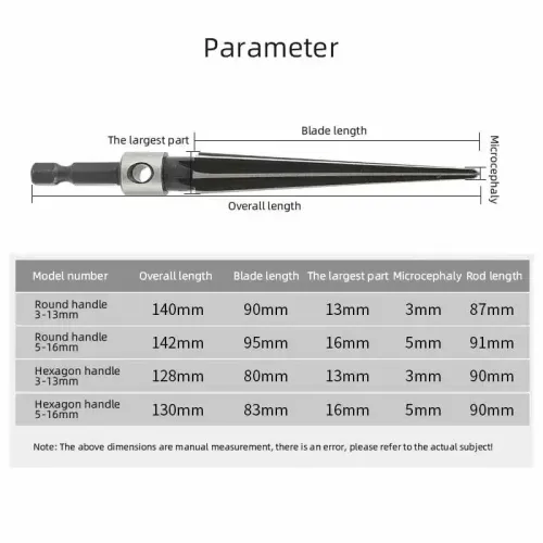 Set of 4 Handheld Taper Reamer Hand Electric Drills for Drilling Cuntersunk Head Chamfering an Reaming Tool Metal Woodwork T-type Reamers