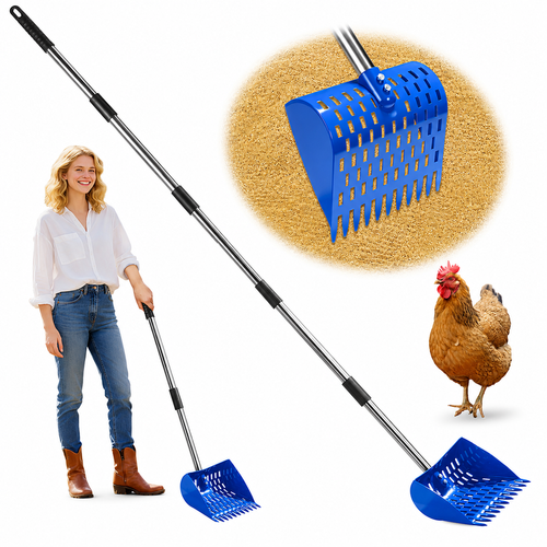 2-in-1 Chicken Manure Shovel And Rake, Used For Cleaning Chicken Coops And Pet Waste, For Small Farm, Adjustable Length