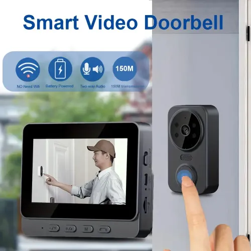 2026 high-definition wireless video doorbell, 4.3-inch IPS screen - a two-way intercom night vision intelligent security camera for home monitoring
