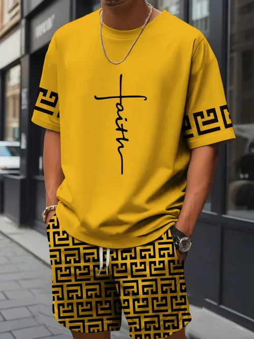 Men's set, fashionable and trendy sports style, breathable