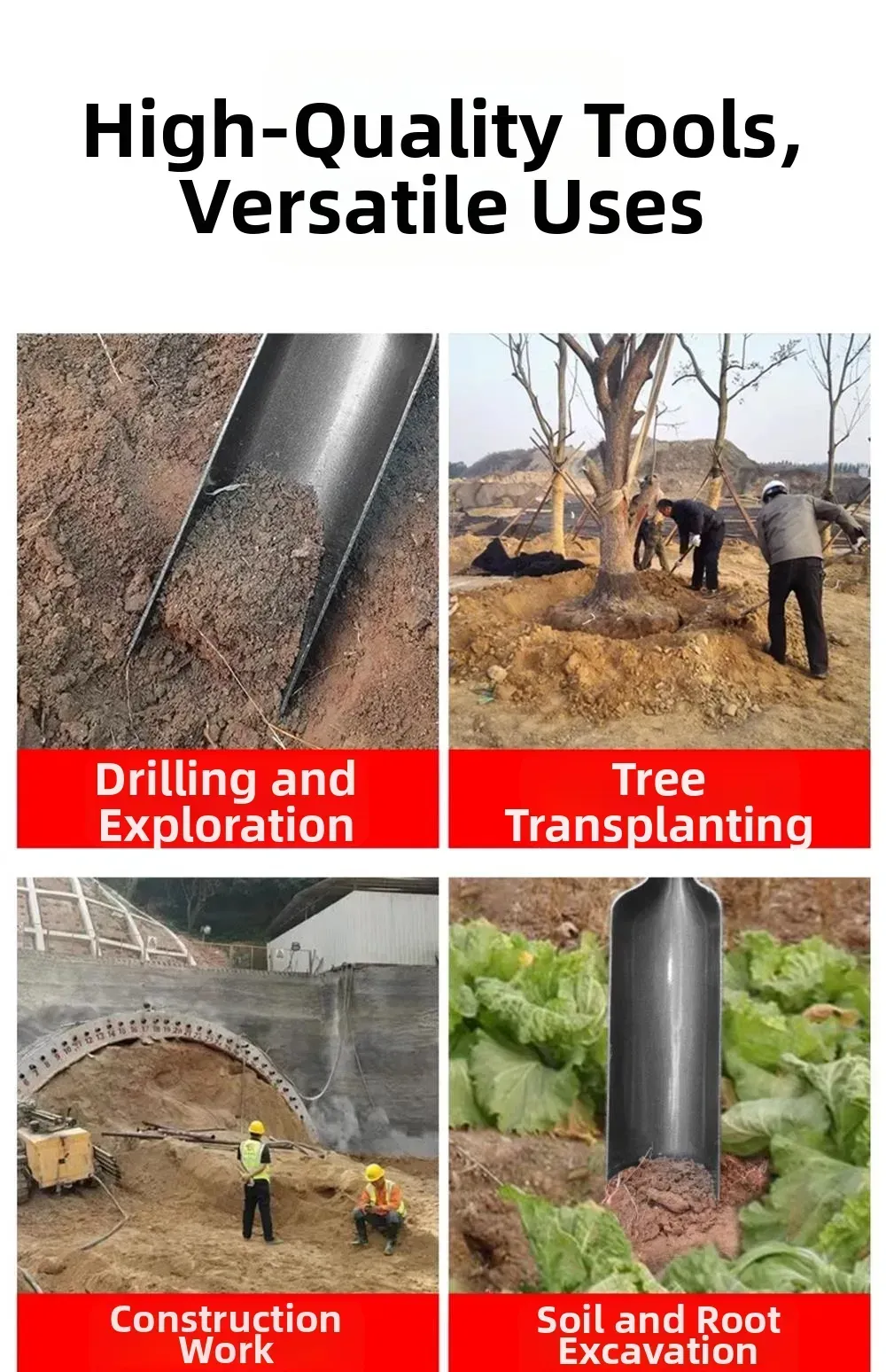 Thickened Manganese Steel Small Shovel Hole For Soil Planting Flowers Mountain Herd Agricultural Tools