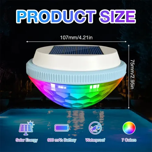 Solar Floating Pool Lighting, RGB Colour Changing Waterproof Pond Lights for Decoration of Swimming Pools, Yard Roads
