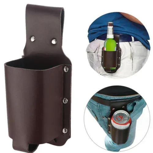 Portable Leather Beer Bottle Waist Beer Belt Bag Handy Wine Bottles Beverage Holder Outdoor Drink Bottle Case Cover
