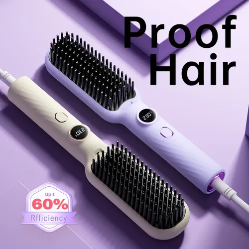 Electric Hot Air Comb Home Straightener Hair Brush mini Temperature controlled ceramic heating straight hair comb curling iron