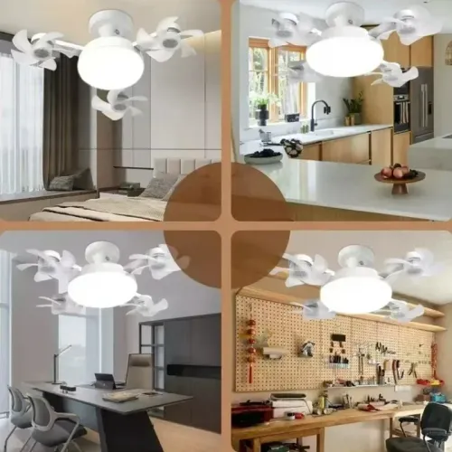 Socket Fan Light Ceiling Fan with Remote Control Dimmable LED Light Temperatures Quiet Pure Copper Motor for Bedroom Kitchen