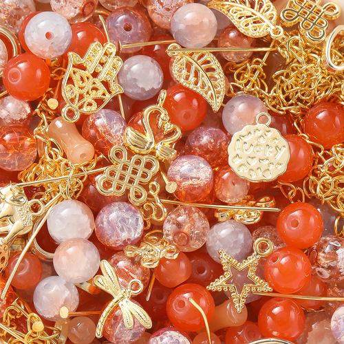 Metal glass beads mixed color scattered beads round beads random mixed colors 100g about 100 pieces