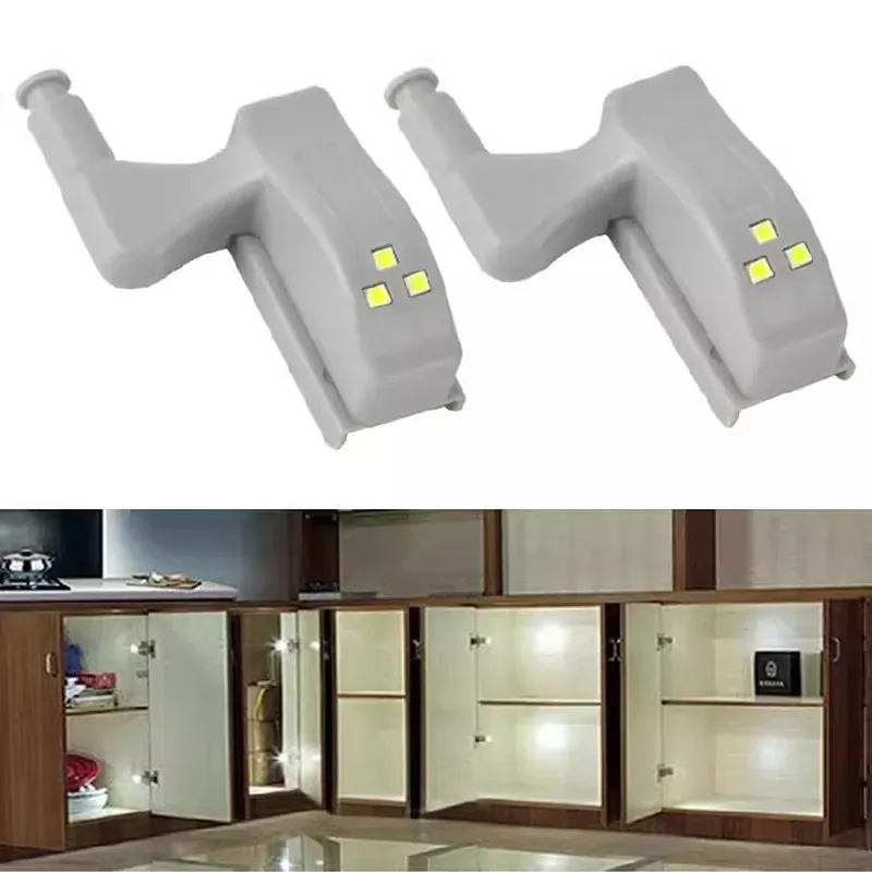 10Pcs Universal Inner Hinge LED Cabinet Lamp 0.3W Home Wardrobe Cupboard Door 3 LEDs Night Light Auto ON-OFF Switch Lighting
