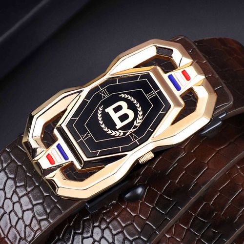 Official Odogwu Luxury B Designer Belt 100 Percent Pure Genuine Cowhide Leather Automatic Ratchet No Hole Buckle Premium Elite Edition 120cm