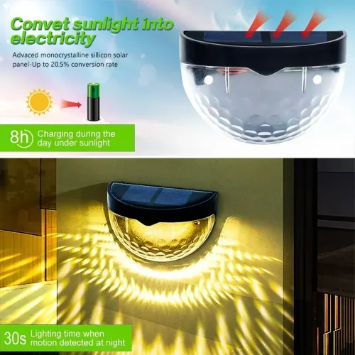 2 pcs LED Solar Fence Lights Outdoor Waterproof Wall Lights Corrugated Lights for Fence