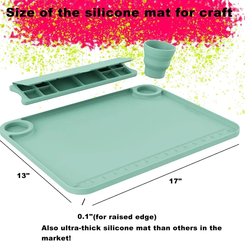 Paintbrush and Gouache Washer With Silicone Painting Mat