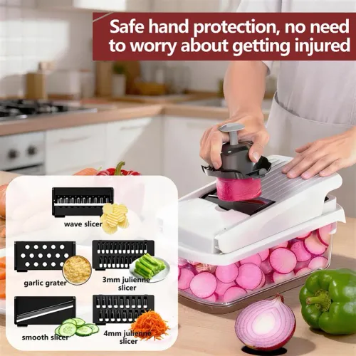 18 In 1 Multifunctional Food Cutter Vegetable Chopper 8 Different Blades With Container Slicers Dicer For Kitchen Cooking