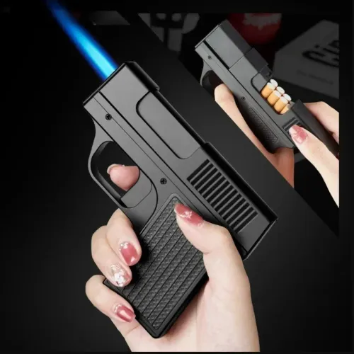New pistol type windproof spray blue flame straight flame lighter