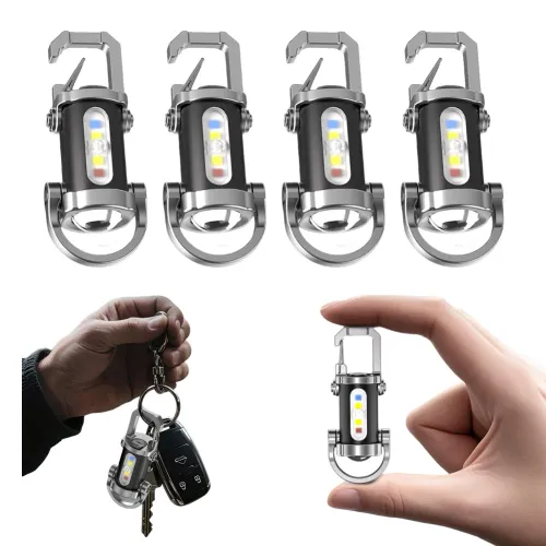 LED Keychain Flashlight Type-C USB Rechargeable Pocket Working Light Outdsie & Emergency Keyring Torch Ultralight Warn Light