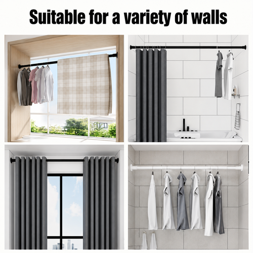 Drill-free telescopic clothes drying rod, adjustable length