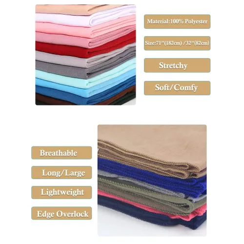 Wrap Headband For Women Long Lightweight Solid Color jersey Hijab Scarf Headband Ideal For Braids
