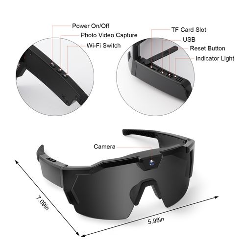 Outdoor Cycling Smart Sunglasses with Built-in HD Camera (Photos & Video) — SD Card Sold Separately
