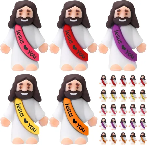 20pcs Little Jesus Figures Jesus Loves You Mini Jesus Figures Hide and Seek Religious Party