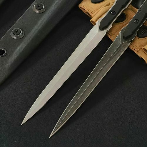 Tactical Full Tang Tea Knife and Ice Pick, Outdoor Survival Emergency Tool with Non-Slip Handle, Portable Heavy Duty Window Breaker for Camping