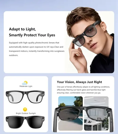 AI glasses Photography AI Glasses 4K 500W Cam Glasses Waterproof Color-Changing No video Translation Glasses recording Call