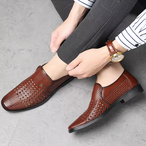 Summer Men's Loafers Breathable Mens Leather Shoes Soft Soles Male Casual Shoes Slip-on Oxford Shoes Business