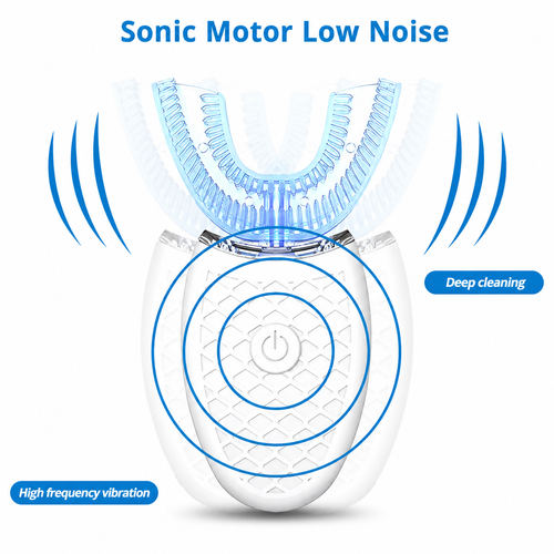 Sonic Automatic Electric Toothbrush For AdultUShaped 360 Degree Toothbrush USB RechargeableTeeth Cleaning & Whitening Brush