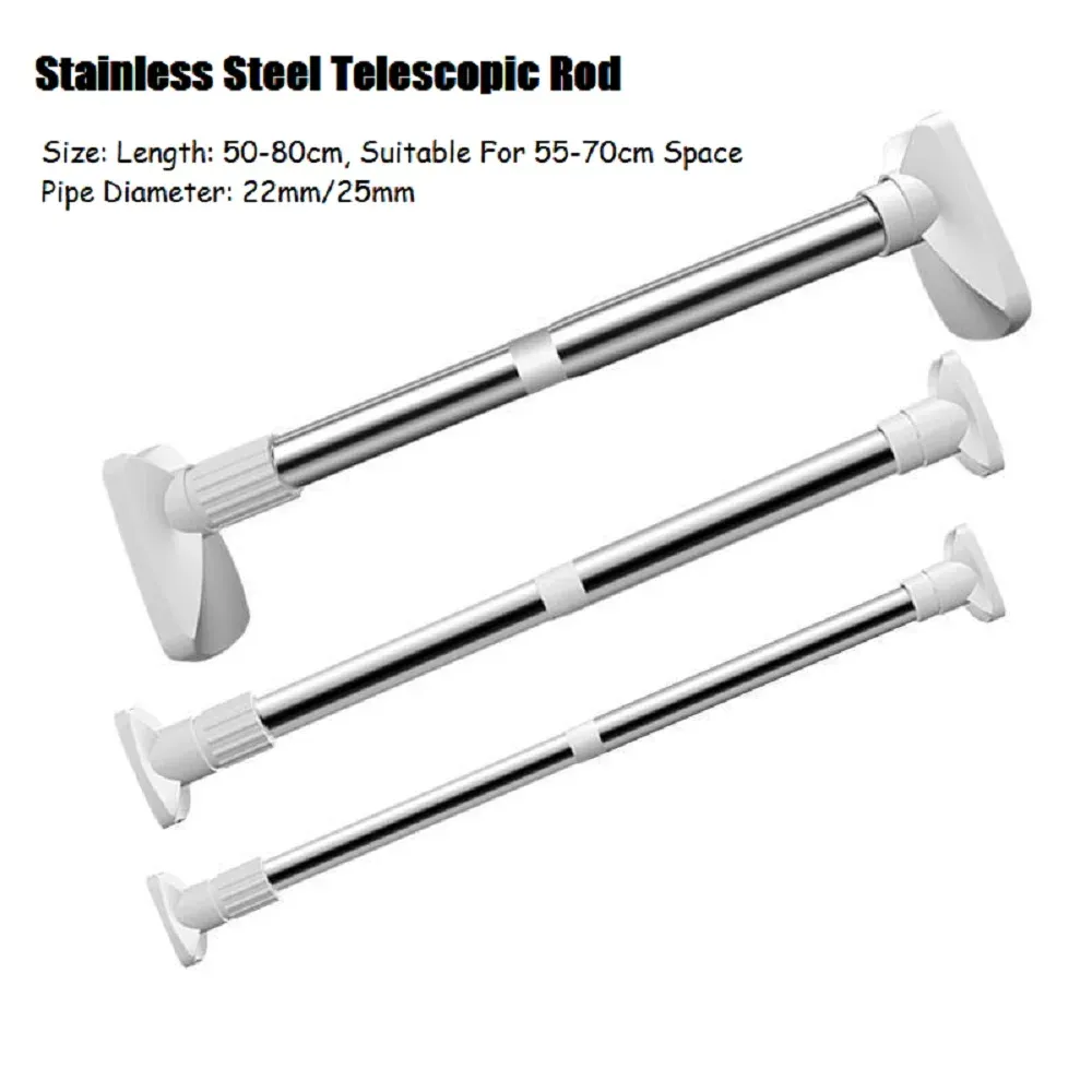 Clothing Hanger Telescopic Rod Stainless Steel Multipurpose Curtain Support Pole Balcony Clothes Drying Hanger For Wardrobe