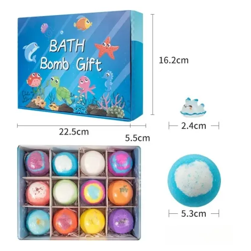12pcs Bath Bombs Set Bath Gift with Hidden Toys Safe Ocean Bubble Bath Perfect for Sensory Play Bathtime Fun