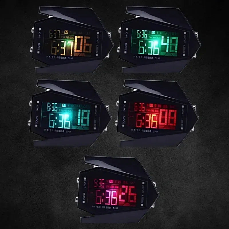 7-Color Luminous, Waterproof, Square, Multifunctional, Aircraft-Themed Wristwatch