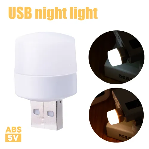 10PCS Mini USB Night Light  White  Book Reading Light USB Plug Computer Mobile Power Charging LED Night Lamp