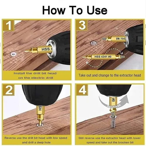 Stripped Broken Screw Remover, 6 Counts Set Easy Out Bolt Extractor