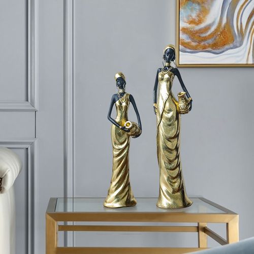 Elegant Vintage-Style Resin Sculpture of an African Woman