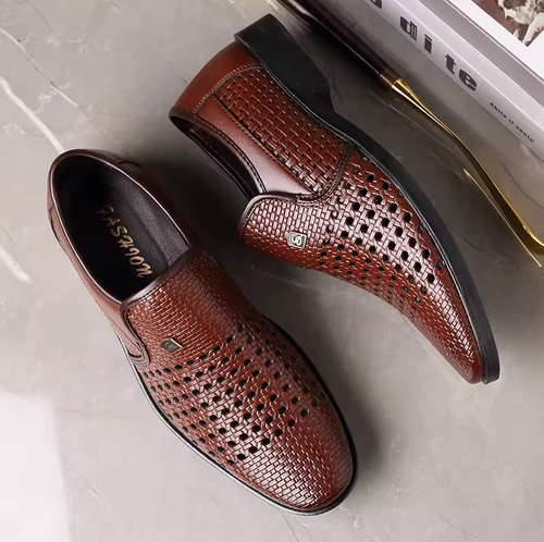 Solid Color Hallow Leather Shoes for Man New Design Brown Black Business Formal Casual Shoes Sandals Man