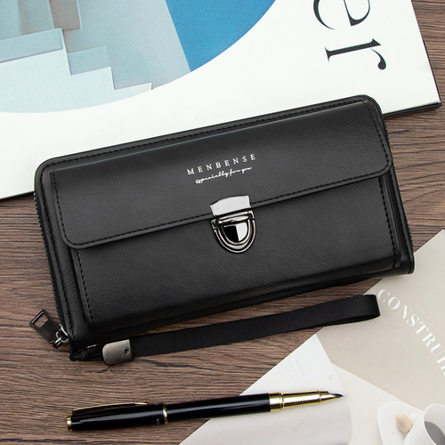 PU leather men's wallet, large capacity lock clip, loose card holder, can hold mobile phones