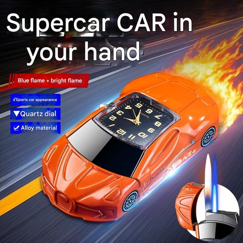 Fun sports car shaped inflatable lighter with watch and dual fire switch only 5 sales
