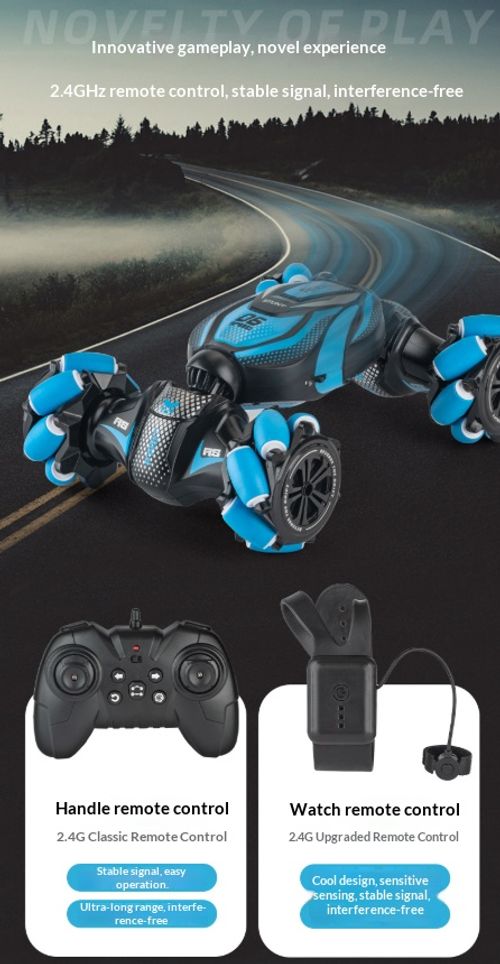 4WD Gesture Sensing RC Stunt Car, Remote Control Drift Racing Car with Spray & LED Lights, Hand Controlled High Speed Toy Vehicle, Birthday Gift for Boys Kids
