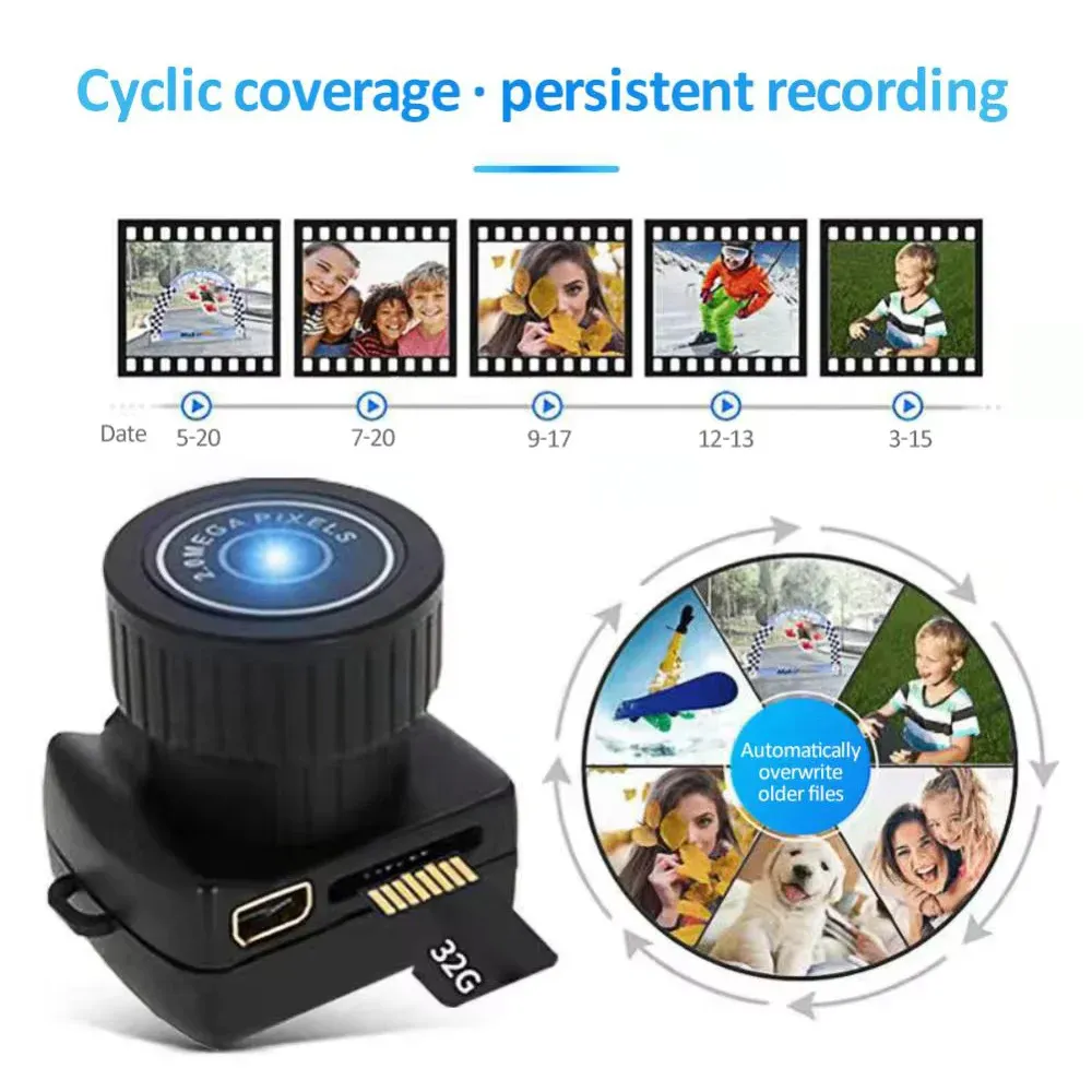 Y2000 Mini Camera Small Sport DV DVR Keychain Micro Video Camcorder Security HD Cam Video Audio Recorder Support up to 32GB