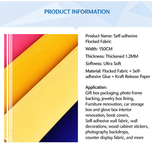 150cm*50cm Red self-adhesive flocking cloth tape with super soft texture on the back adhesive