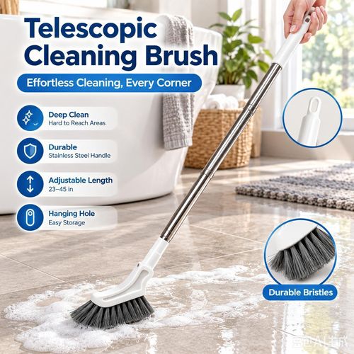 3PCS Adjustable Length Stainless Steel Telescopic Long Handle Crevice Cleaning Brush, Narrow Gap Cleaner for Bathroom, Hard-to-Reach Spaces