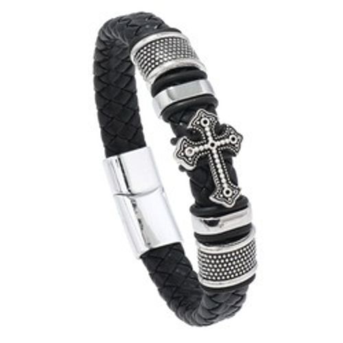 Men's Leather Bracelets And Peace Cross Magnetic Clasp Jewelry Bracelets Man Souvenir Gifts