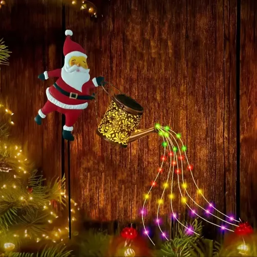 New Santa Claus Lantern Solar Luminous Water Bottle Hollow Outdoor Courtyard
