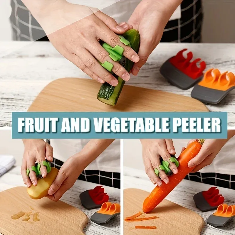 5PCS Stainless Steel Handheld Vegetable Peeler with Rubber Finger Grips Multifunctional Kitchen Tool Accessory Peeler